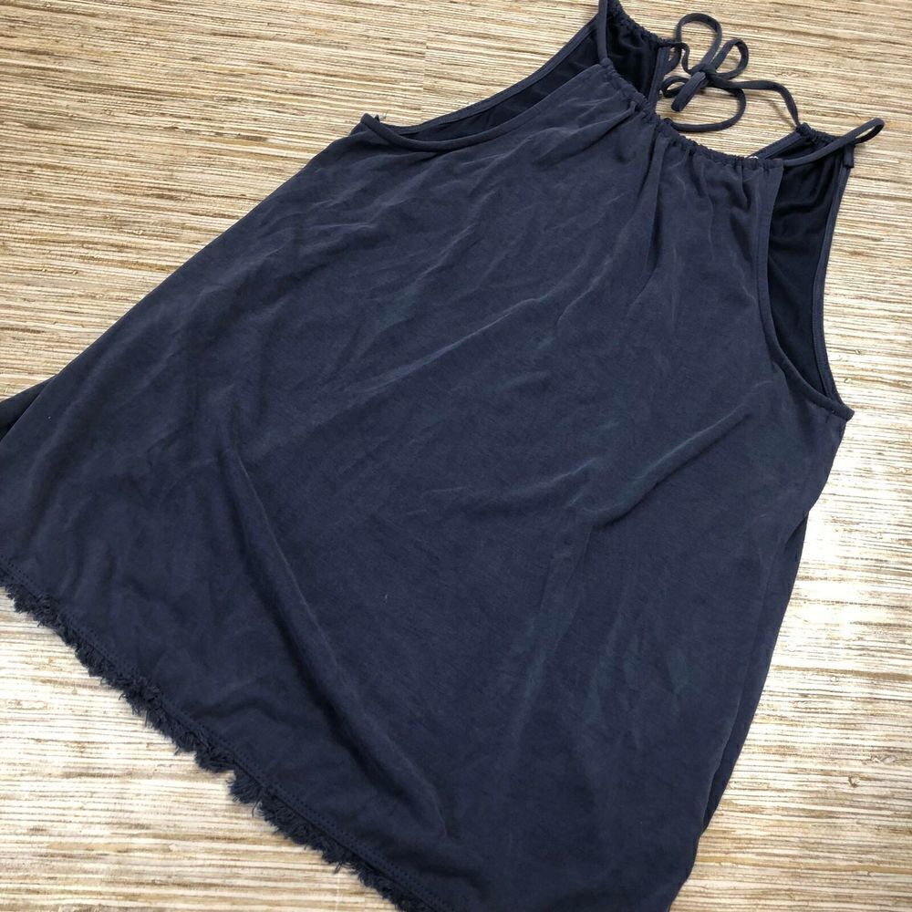 Q-174 J. Crew knit goods sleeveless pullover 100% linen tank BLACK sz XS